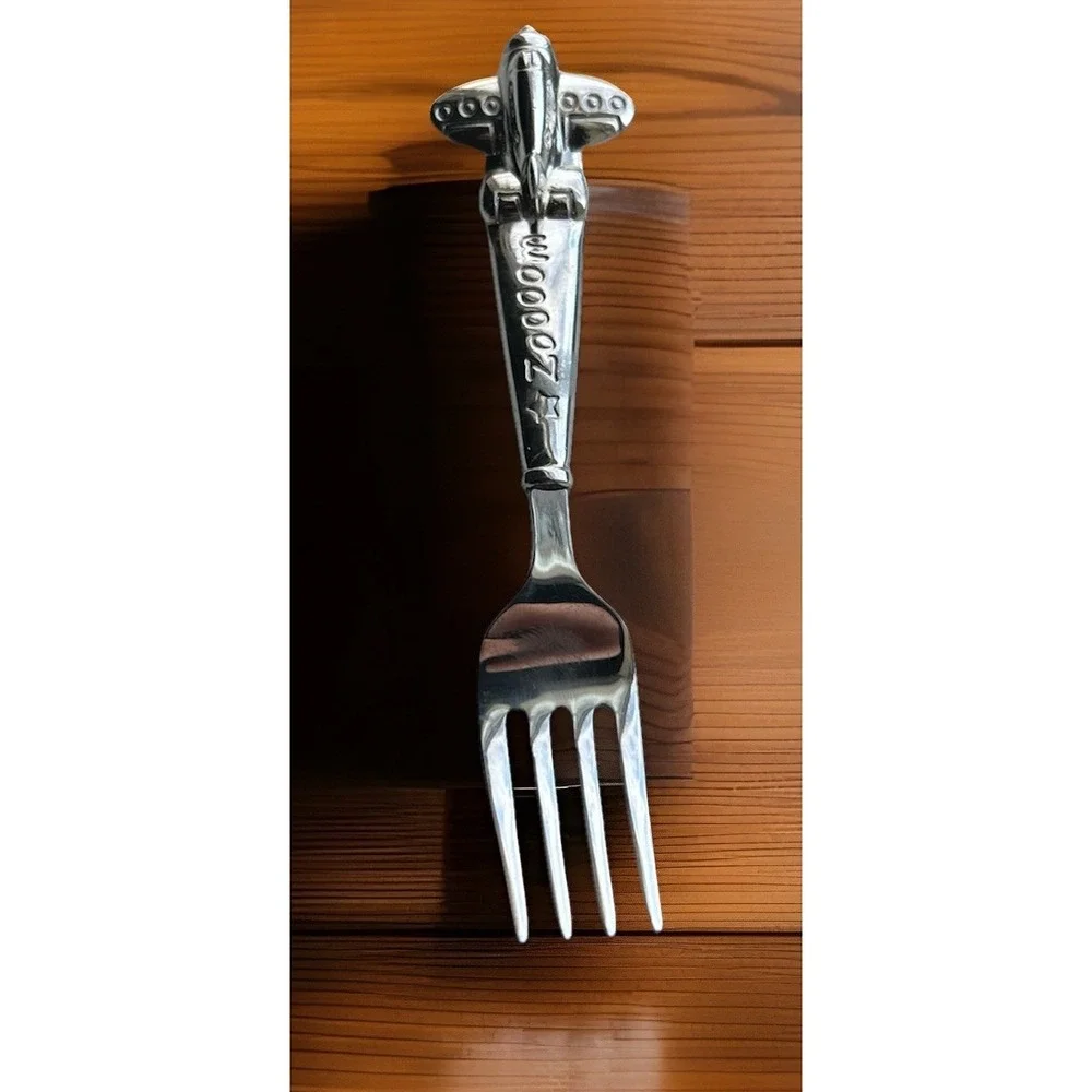 Reed & Barton‎ Stainless Steel Zoom Zoom Airplane Fork Flatware Baby Toddler
